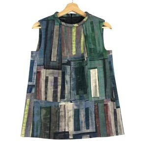 Lafayette‎ 148 New York Abstract Print Sleeveless Mock Neck Top Size P Blouse
